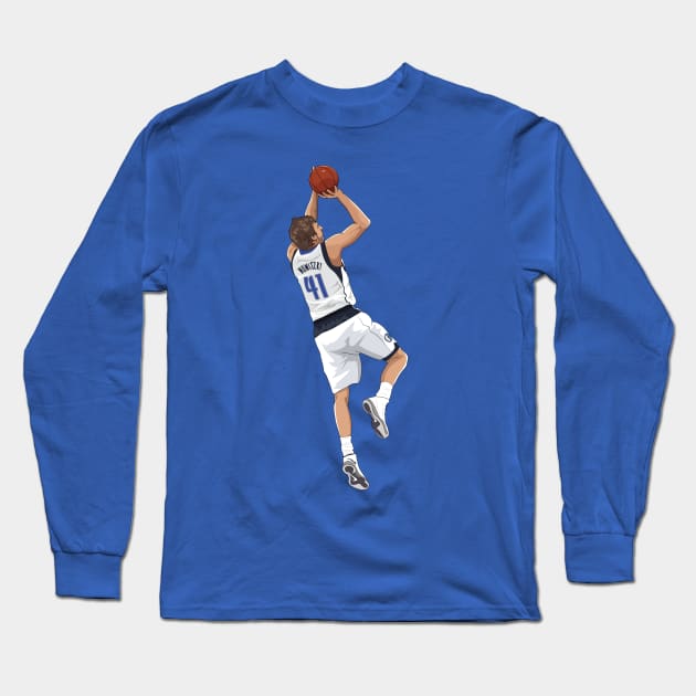 Dirk Nowitzki Long Sleeve T-Shirt by xavierjfong